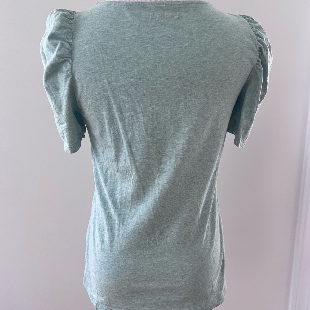 LOFT Light Heather Aqua Scoop Neck Puff Sleeve Tee - Picture 8 of 8